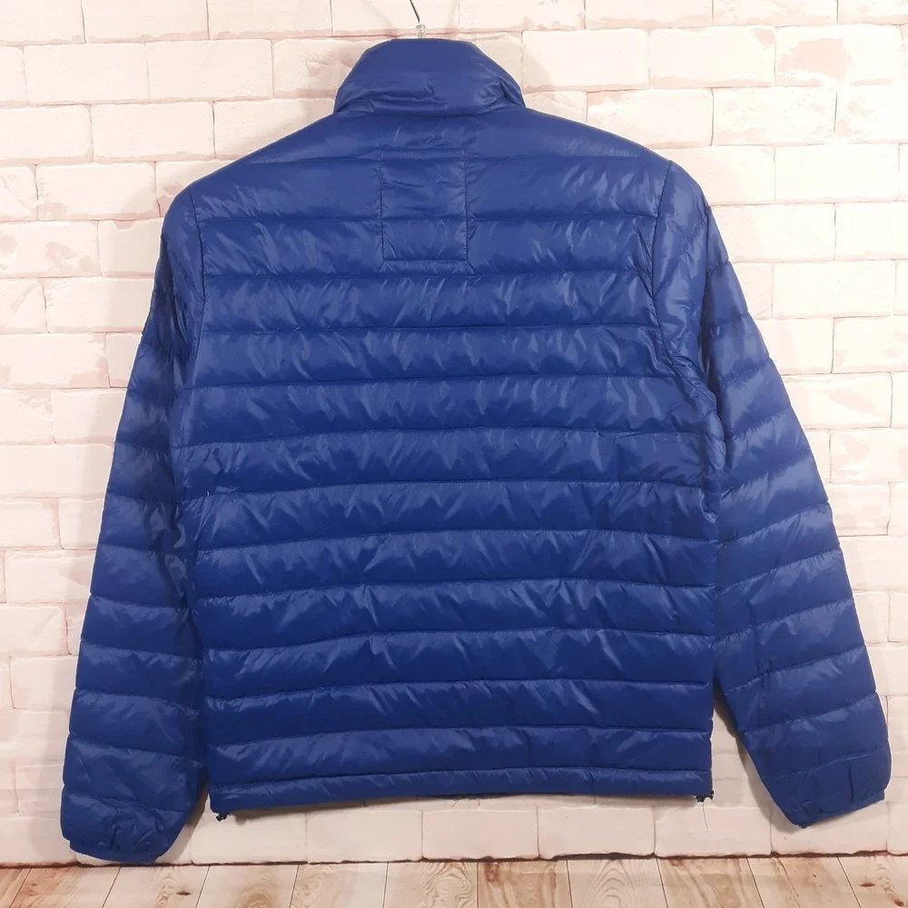 American Eagle Puffer Jacket Duck Down Mens Small Blue Full Zip Nylon